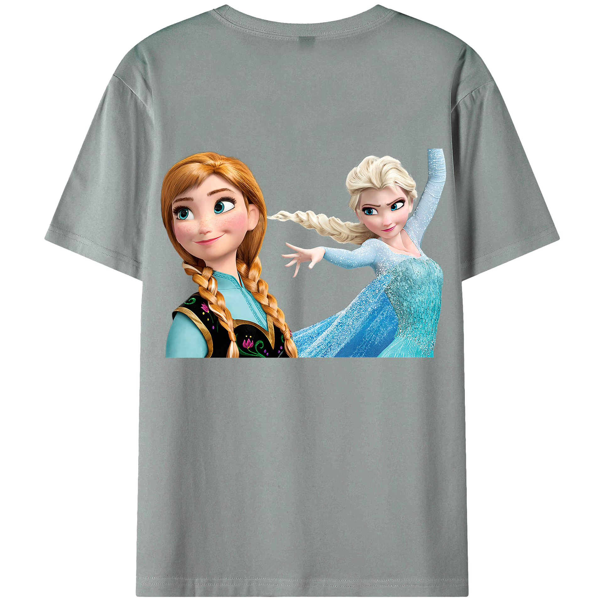 （画像用） アナと雪の女王 アンナ エルサ Frozen Anna Elsa 綿100％ メンズ半袖Tシャツ（バックプリント） 通気性